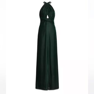 Lauren Ralph Lauren Dark Green Adelbola Velvet Beaded Halter Gown, Size 12